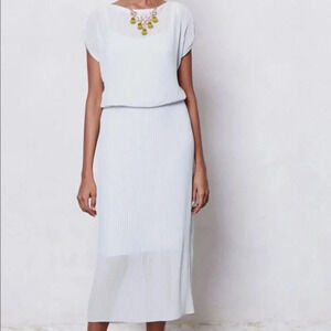 Anthropologie Womens Small Bordeaux Ice Pleated Midi  Dress